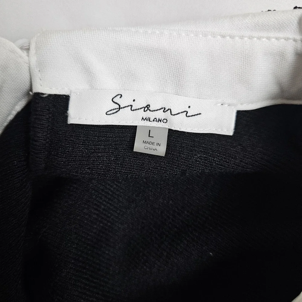 Siani Black‎ Preppy Goth Wednesday Sweater White Collar Black Lace Size L